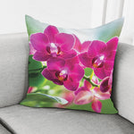 Magenta Orchid Flower Print Pillow Cover
