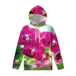 Magenta Orchid Flower Print Pullover Hoodie