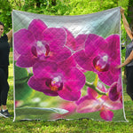 Magenta Orchid Flower Print Quilt