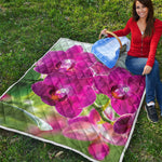 Magenta Orchid Flower Print Quilt