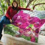 Magenta Orchid Flower Print Quilt