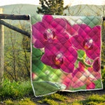 Magenta Orchid Flower Print Quilt
