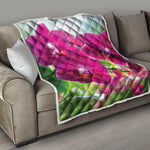 Magenta Orchid Flower Print Quilt