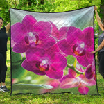 Magenta Orchid Flower Print Quilt