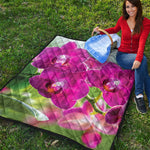 Magenta Orchid Flower Print Quilt