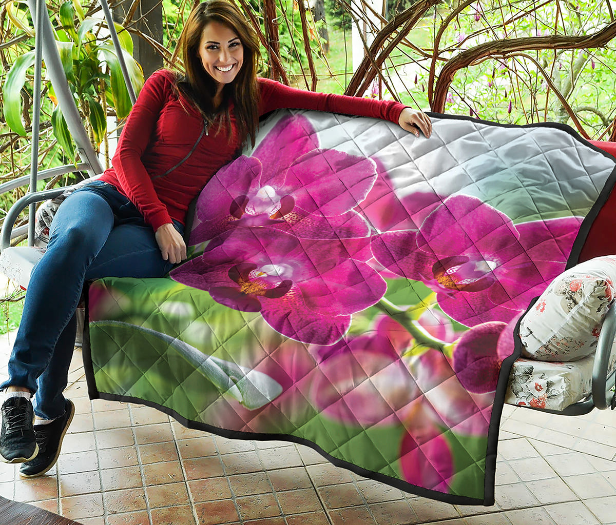 Magenta Orchid Flower Print Quilt