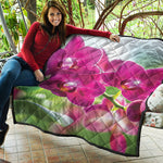Magenta Orchid Flower Print Quilt