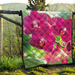 Magenta Orchid Flower Print Quilt