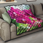 Magenta Orchid Flower Print Quilt