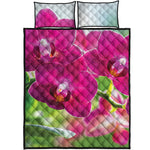 Magenta Orchid Flower Print Quilt Bed Set