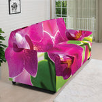 Magenta Orchid Flower Print Sofa Cover
