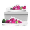 Magenta Orchid Flower Print White Low Top Sneakers
