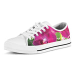 Magenta Orchid Flower Print White Low Top Shoes