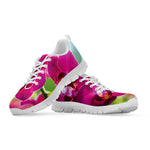 Magenta Orchid Flower Print White Sneakers