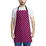 Magenta Pink And Black Checkered Print Apron