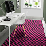 Magenta Pink And Black Checkered Print Area Rug