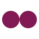 Magenta Pink And Black Checkered Print Car Coasters