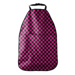 Magenta Pink And Black Checkered Print Car Seat Organizers