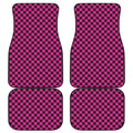 Magenta Pink And Black Checkered Print Front and Back Car Floor Mats