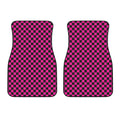 Magenta Pink And Black Checkered Print Front Car Floor Mats