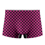 Magenta Pink And Black Checkered Print Men's Boxer Briefs