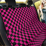 Magenta Pink And Black Checkered Print Pet Car Back Seat Cover