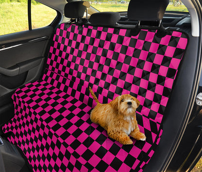 Magenta Pink And Black Checkered Print Pet Car Back Seat Cover