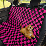 Magenta Pink And Black Checkered Print Pet Car Back Seat Cover