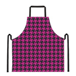 Magenta Pink And Black Houndstooth Print Apron