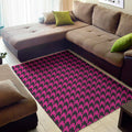 Magenta Pink And Black Houndstooth Print Floor Mat