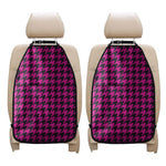 Magenta Pink And Black Houndstooth Print Car Seat Organizers