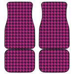 Magenta Pink And Black Houndstooth Print Front and Back Car Floor Mats