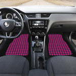 Magenta Pink And Black Houndstooth Print Front and Back Car Floor Mats