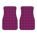 Magenta Pink And Black Houndstooth Print Front Car Floor Mats
