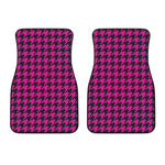 Magenta Pink And Black Houndstooth Print Front Car Floor Mats