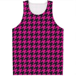 Magenta Pink And Black Houndstooth Print Men's Tank Top