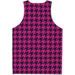 Magenta Pink And Black Houndstooth Print Men's Tank Top