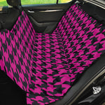 Magenta Pink And Black Houndstooth Print Pet Car Back Seat Cover