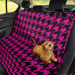 Magenta Pink And Black Houndstooth Print Pet Car Back Seat Cover