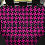 Magenta Pink And Black Houndstooth Print Pet Car Back Seat Cover