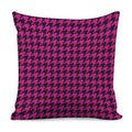 Magenta Pink And Black Houndstooth Print Pillow Cover
