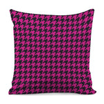 Magenta Pink And Black Houndstooth Print Pillow Cover