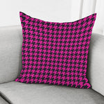 Magenta Pink And Black Houndstooth Print Pillow Cover