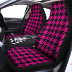 Magenta Pink And Black Houndstooth Print Universal Fit Car Seat Covers