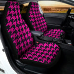 Magenta Pink And Black Houndstooth Print Universal Fit Car Seat Covers