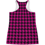 Magenta Pink And Black Houndstooth Print Women's Racerback Tank Top