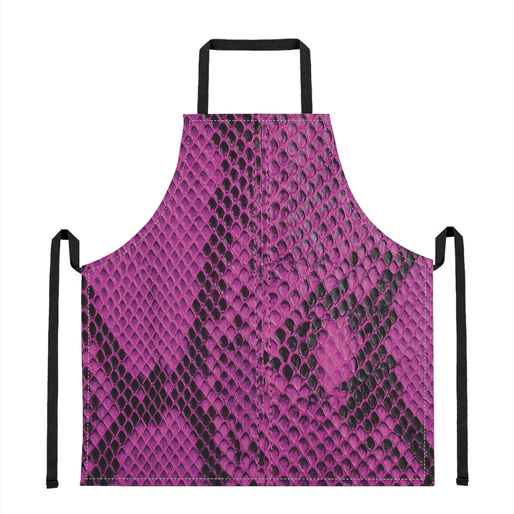 Magenta Pink And Black Snakeskin Print Apron