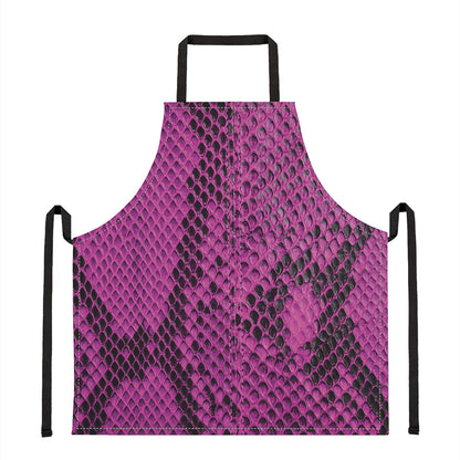 Magenta Pink And Black Snakeskin Print Apron