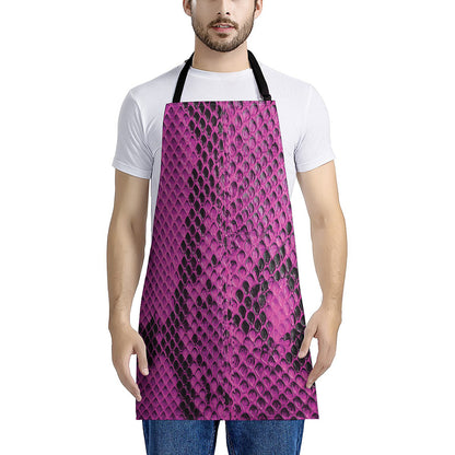 Magenta Pink And Black Snakeskin Print Apron