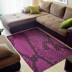 Magenta Pink And Black Snakeskin Print Area Rug